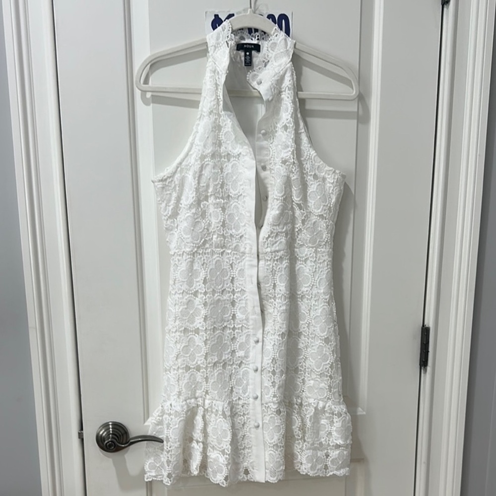AQUA Lace Mini Shirt Dress - Picture 5 of 7